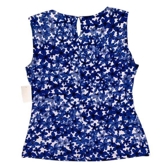 Calvin Klein Sleeveless Blouse with Blue Watercolour Floral Pattern - Picture 5 of 11